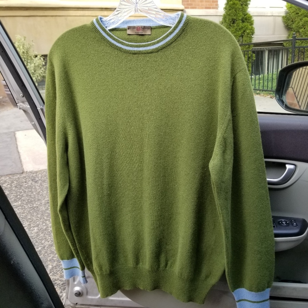 Luciano Barberra Green/Blue Knit Cashmere Sweater